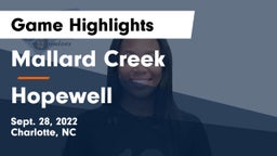 Mallard Creek  vs Hopewell Game Highlights - Sept. 28, 2022