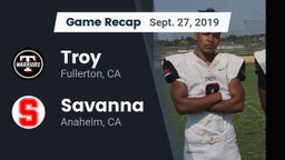 Recap: Troy  vs. Savanna  2019