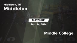 Matchup: Middleton vs. Middle College  2016
