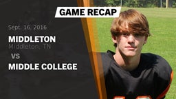 Recap: Middleton  vs. Middle College  2016