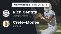 Recap: Rich Central  vs. Crete-Monee  2018