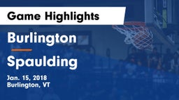 Burlington  vs Spaulding  Game Highlights - Jan. 15, 2018