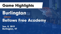 Burlington  vs Bellows Free Academy  Game Highlights - Jan. 8, 2019