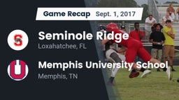 Recap: Seminole Ridge  vs. Memphis University School 2017