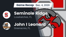 Recap: Seminole Ridge  vs. John I Leonard  2020