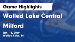 Walled Lake Central  vs Milford Game Highlights - Jan. 11, 2019