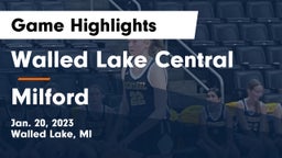 Walled Lake Central  vs Milford  Game Highlights - Jan. 20, 2023