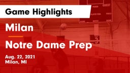 Milan  vs Notre Dame Prep  Game Highlights - Aug. 22, 2021