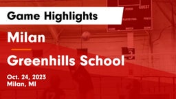 Milan  vs Greenhills School Game Highlights - Oct. 24, 2023