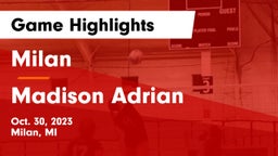 Milan  vs Madison  Adrian Game Highlights - Oct. 30, 2023