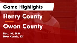 Henry County  vs Owen County Game Highlights - Dec. 14, 2018