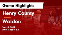 Henry County  vs Walden Game Highlights - Jan. 8, 2019