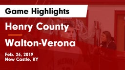 Henry County  vs Walton-Verona  Game Highlights - Feb. 26, 2019