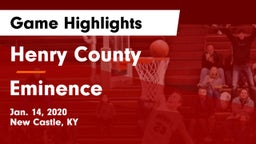 Henry County  vs Eminence  Game Highlights - Jan. 14, 2020