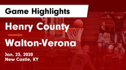 Henry County  vs Walton-Verona  Game Highlights - Jan. 23, 2020