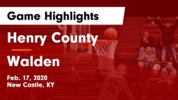 Henry County  vs Walden Game Highlights - Feb. 17, 2020