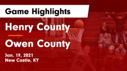 Henry County  vs Owen County  Game Highlights - Jan. 19, 2021