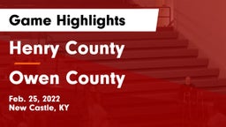 Henry County  vs Owen County  Game Highlights - Feb. 25, 2022