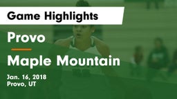 Provo  vs Maple Mountain  Game Highlights - Jan. 16, 2018