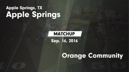 Matchup: Apple Springs vs. Orange Community 2016