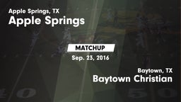 Matchup: Apple Springs vs. Baytown Christian  2016