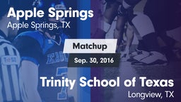 Matchup: Apple Springs vs. Trinity School of Texas  2016