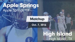 Matchup: Apple Springs vs. High Island  2016