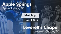 Matchup: Apple Springs vs. Leverett's Chapel  2016