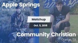 Matchup: Apple Springs vs. Community Christian  2018