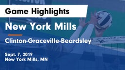 New York Mills  vs Clinton-Graceville-Beardsley Game Highlights - Sept. 7, 2019