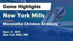 New York Mills  vs Maranatha Christian Academy Game Highlights - Sept. 21, 2019