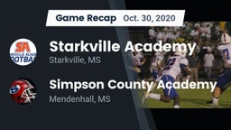 Recap: Starkville Academy  vs. Simpson County Academy 2020