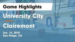 University City  vs Clairemont  Game Highlights - Jan. 16, 2018