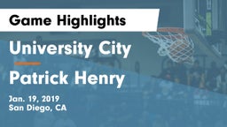 University City  vs Patrick Henry Game Highlights - Jan. 19, 2019
