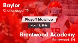 Matchup: Baylor vs. Brentwood Academy  2016