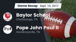 Recap: Baylor School vs. Pope John Paul II  2017