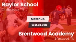 Matchup: Baylor School vs. Brentwood Academy  2018
