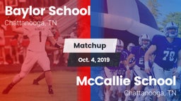 Matchup: Baylor School vs. McCallie School 2019