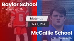 Matchup: Baylor School vs. McCallie School 2020