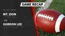 Recap: Mt. Zion  vs. Gordon Lee  2016