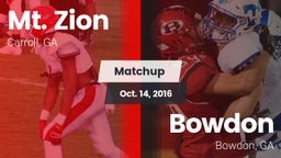 Matchup: Mt. Zion vs. Bowdon  2016