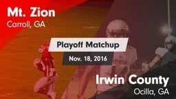 Matchup: Mt. Zion vs. Irwin County  2016