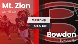 Matchup: Mt. Zion vs. Bowdon  2018