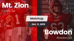 Matchup: Mt. Zion vs. Bowdon  2019