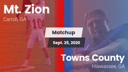 Matchup: Mt. Zion vs. Towns County  2020