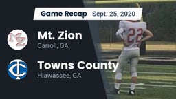Recap: Mt. Zion  vs. Towns County  2020