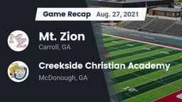 Recap: Mt. Zion  vs. Creekside Christian Academy 2021