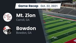 Recap: Mt. Zion  vs. Bowdon  2021
