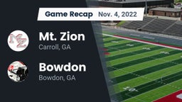 Recap: Mt. Zion  vs. Bowdon  2022