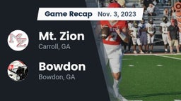 Recap: Mt. Zion  vs. Bowdon  2023